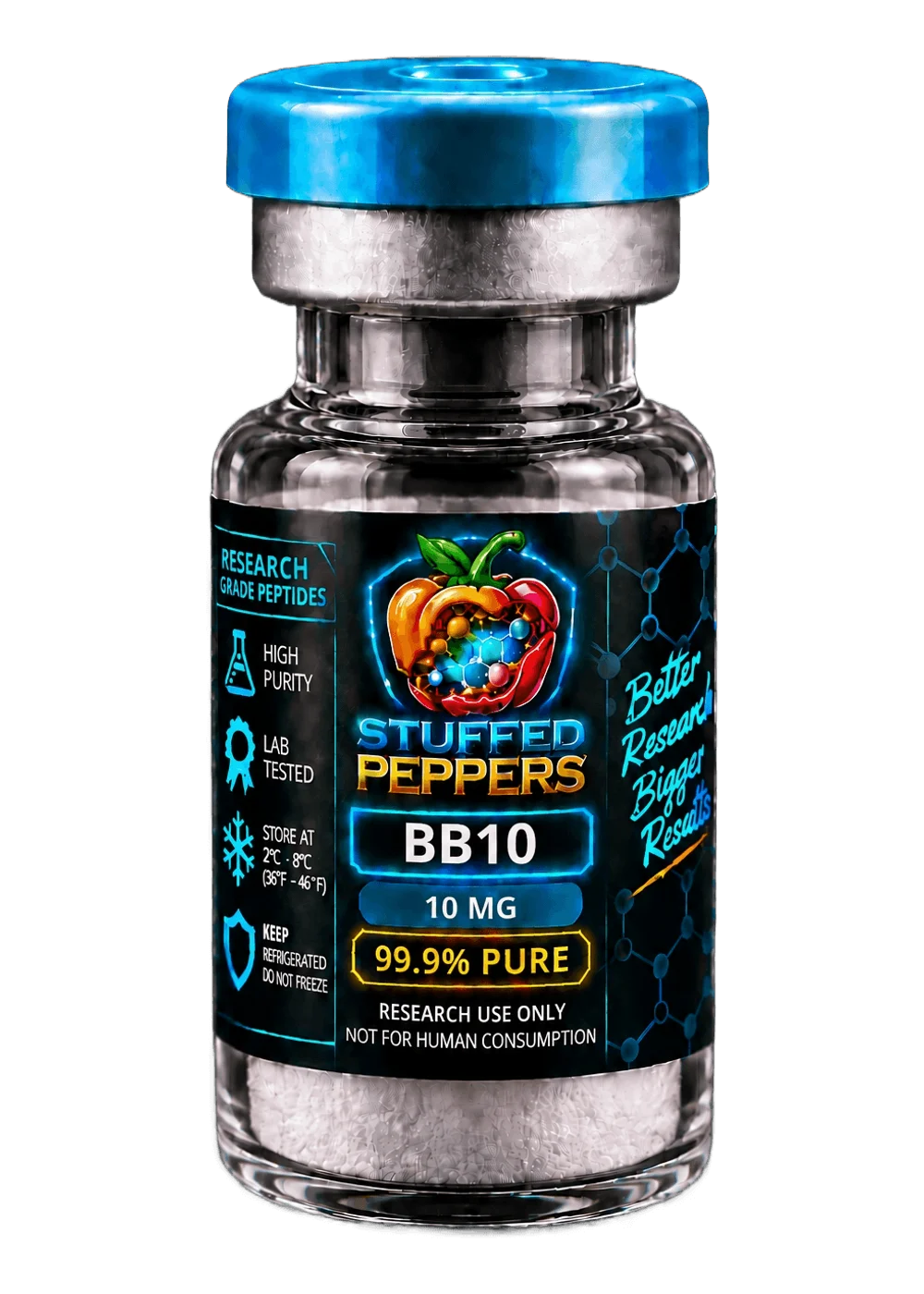 Stuffed Peppers BPC-157 + TB-500 blend 10mg research peptide vial